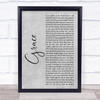 Charlie and the bhoys Grace Grey Rustic Script Song Lyric Print