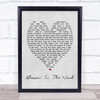 Blowin' In The Wind Bob Dylan Grey Heart Song Lyric Quote Print