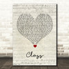 Class The LaFontaines Script Heart Song Lyric Print