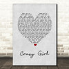 Eli Young Band Crazy Girl Grey Heart Song Lyric Quote Print