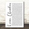 Culture Club Karma Chameleon White Script Song Lyric Print