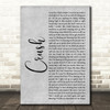 Dave Matthews Band Crush Rustic Script Grey Song Lyric Quote Print