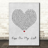 Hall & Oates Kiss On My List Grey Heart Song Lyric Quote Print