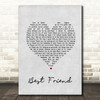 Jason Mraz Best Friend Grey Heart Song Lyric Quote Print