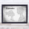 Earth, Wind And Fire September Man Lady Couple Grey Song Lyric Quote Print
