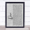 Ed Sheeran Dive Grey Rustic Script Song Lyric Print