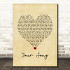 Ellie Goulding Your Song Vintage Heart Song Lyric Print