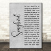 Eva Cassidy Grey Songbird Rustic Script Grey Song Lyric Quote Print