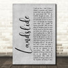 Fleetwood Mac Landslide Rustic Script Grey Song Lyric Quote Print