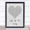 Shawn Mendes Life Of The Party Grey Heart Song Lyric Quote Print