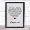 Hillsong Hosanna Grey Heart Song Lyric Print