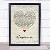 Hillsong Hosanna Script Heart Song Lyric Print