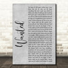 Hunter Hayes Wanted Rustic Script Grey Song Lyric Quote Print