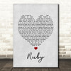 Kaiser Chiefs Ruby Grey Heart Song Lyric Print