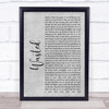 Kasabian Wasted Grey Rustic Script Song Lyric Print