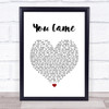 Kim Wilde You Came White Heart Song Lyric Print