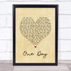 Kodaline One Day Vintage Heart Song Lyric Print