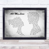 Led Zeppelin All My Love Man Lady Couple Grey Song Lyric Print