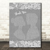 Led Zeppelin Thank You Burlap & Lace Grey Song Lyric Quote Print