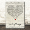 Lifehouse Everything Script Heart Song Lyric Print