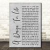 Manic Street Preachers A Design For Life Rustic Script Grey Song Lyric Print