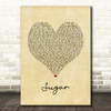 Maroon 5 Sugar Vintage Heart Song Lyric Print