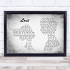 Michael Buble Lost Man Lady Couple Grey Song Lyric Quote Print