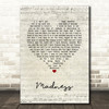 Muse Madness Script Heart Song Lyric Print