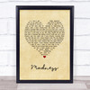 Muse Madness Vintage Heart Song Lyric Print