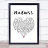 Muse Madness White Heart Song Lyric Print