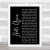 Neil Diamond Hello Again Black Script Song Lyric Print