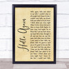 Neil Diamond Hello Again Rustic Script Song Lyric Print