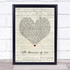 O.A.R. All Because of You Script Heart Song Lyric Print