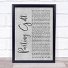 Our Hollow, Our Home Parting Gift Grey Rustic Script Song Lyric Print