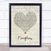 Owl City Fireflies Script Heart Song Lyric Print