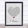 Perry Como I Know Grey Heart Song Lyric Print