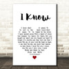 Perry Como I Know White Heart Song Lyric Print