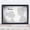 Pink Barbies Man Lady Couple Grey Song Lyric Quote Print