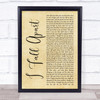 Post Malone I Fall Apart Rustic Script Song Lyric Print