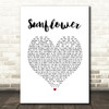 Post Malone, Swae Lee Sunflower White Heart Song Lyric Print