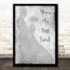 Queen You're My Best Friend Man Lady Dancing Grey Song Lyric Quote Print