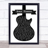 Red Hot Chili Peppers Scar Tissue Black & White Guitar Song Lyric Print