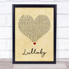 Sigala & Paloma Faith Lullaby Vintage Heart Song Lyric Print