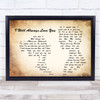 Whitney Houston I Will Always Love You Man Lady Couple Song Lyric Quote Print