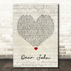 Taylor Swift Dear John Script Heart Song Lyric Print