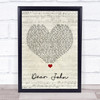 Taylor Swift Dear John Script Heart Song Lyric Print