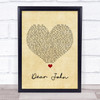 Taylor Swift Dear John Vintage Heart Song Lyric Print