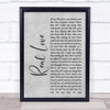 The Beatles Real Love Rustic Script Grey Song Lyric Quote Print