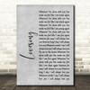 The Cure LoveGrey Song Rustic Script Grey Song Lyric Quote Print