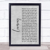 The Cure LoveGrey Song Rustic Script Grey Song Lyric Quote Print